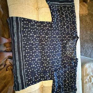 Hannah Midnight Blue Blouse with Ivory Accents